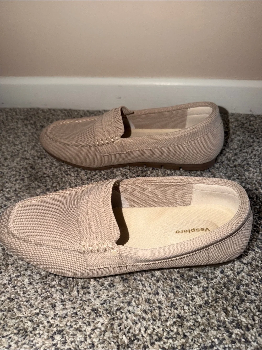 Men's Beige Knit Slip-On Loafers